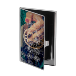 Névjegykártya tartó fém lappal